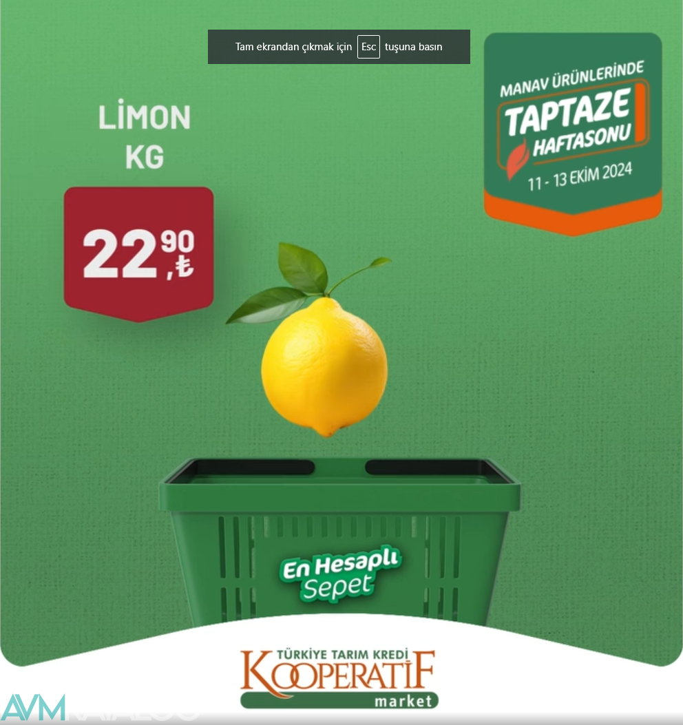 Tarım Kredi Kooperatif Market 11 Ekim Manav Kataloğu